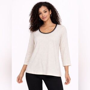 Barbara Lebek Cream Scoop Neck Tunic Top Size 22 Relaxed Minimalist Layering